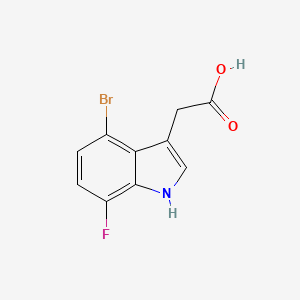 molecular formula C10H7BrFNO2 B11718836 2-(4-Bromo-7-fluoro-1H-indol-3-yl)acetic acid 