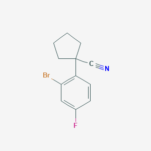 molecular formula C12H11BrFN B11718923 1-(2-Bromo-4-fluorophenyl)cyclopentanecarbonitrile 