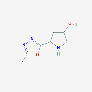 molecular formula C7H11N3O2 B11719345 5-(5-Methyl-1,3,4-oxadiazol-2-yl)pyrrolidin-3-ol 