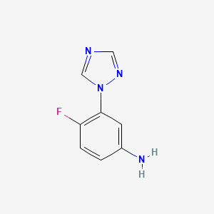 molecular formula C8H7FN4 B11719525 4-Fluoro-3-(1h-1,2,4-triazol-1-yl)aniline 