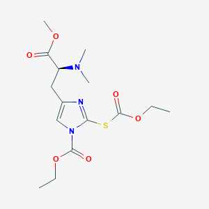 B117202 ethyl 4-[(2S)-2-(dimethylamino)-3-methoxy-3-oxopropyl]-2-ethoxycarbonylsulfanylimidazole-1-carboxylate CAS No. 162138-72-9