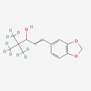 molecular formula C14H18O3 B11720327 1-(1,3-Benzodioxol-5-yl)-5,5,5-trideuterio-4,4-bis(trideuteriomethyl)pent-1-en-3-ol 