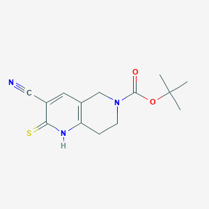 molecular formula C14H17N3O2S B11720770 Tert-butyl 3-cyano-2-sulfanylidene-1,5,7,8-tetrahydro-1,6-naphthyridine-6-carboxylate 