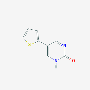 molecular formula C8H6N2OS B11720976 2-Hydroxy-5-(thiophen-2-YL)pyrimidine CAS No. 1111113-73-5