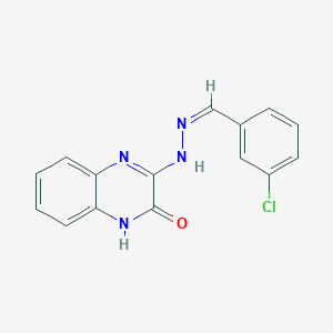 3-[(2E)-2-[(3-chlorophenyl)methylidene]hydrazin-1-yl]-1,2-dihydroquinoxalin-2-one