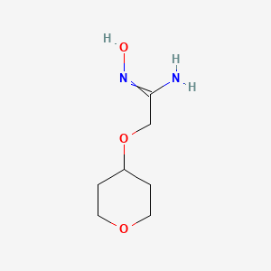 molecular formula C7H14N2O3 B11721298 N-Hydroxy-2-[(tetrahydro-2H-pyran-4-yl)oxy]ethanimidamide 