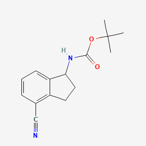 molecular formula C15H18N2O2 B11721408 tert-butyl N-(4-cyano-2,3-dihydro-1H-inden-1-yl)carbamate 