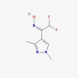 molecular formula C7H9F2N3O B11721460 (E)-N-[1-(1,3-dimethyl-1H-pyrazol-4-yl)-2,2-difluoroethylidene]hydroxylamine 