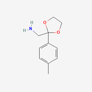 molecular formula C11H15NO2 B11721489 1-[2-(4-Methylphenyl)-1,3-dioxolan-2-yl]methanamine 