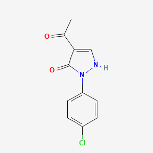 molecular formula C11H9ClN2O2 B11721622 1-(1-(4-chlorophenyl)-5-hydroxy-1H-pyrazol-4-yl)ethanone 