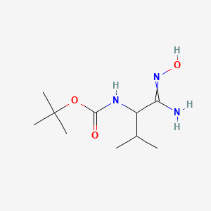 molecular formula C10H21N3O3 B11721814 tert-butyl N-(1-amino-1-hydroxyimino-3-methylbutan-2-yl)carbamate 