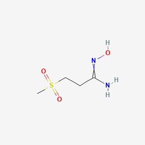 molecular formula C4H10N2O3S B11721875 N'-hydroxy-3-methylsulfonylpropanimidamide 