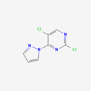 molecular formula C7H4Cl2N4 B11721935 2,5-Dichloro-4-(1H-pyrazol-1-yl)pyrimidine 