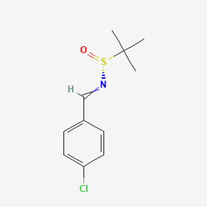 molecular formula C11H14ClNOS B11722076 (R)-N-[(4-chlorophenyl)methylidene]-2-methylpropane-2-sulfinamide 