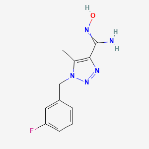 molecular formula C11H12FN5O B11722078 1-[(3-fluorophenyl)methyl]-N-hydroxy-5-methyl-1H-1,2,3-triazole-4-carboximidamide 