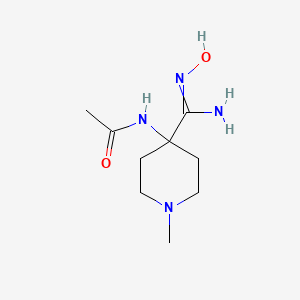 molecular formula C9H18N4O2 B11722309 N-[4-(N'-hydroxycarbamimidoyl)-1-methylpiperidin-4-yl]acetamide 