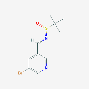 molecular formula C10H13BrN2OS B11722400 (S)-N-((5-bromopyridin-3-yl)methylene)-2-methylpropane-2-sulfinamide 