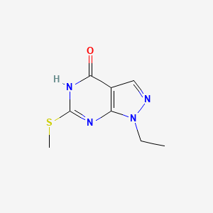 molecular formula C8H10N4OS B11722584 1-Ethyl-6-(methylthio)-1H-pyrazolo[3,4-d]pyrimidin-4-ol 