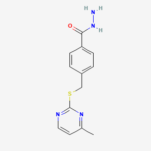 molecular formula C13H14N4OS B11722623 4-{[(4-Methylpyrimidin-2-yl)sulfanyl]methyl}benzohydrazide 