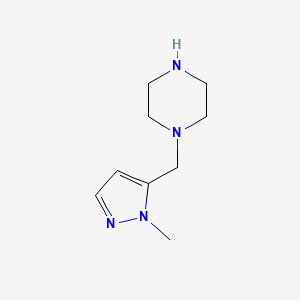 molecular formula C9H16N4 B11722722 1-[(1-methyl-1H-pyrazol-5-yl)methyl]piperazine 