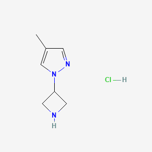 molecular formula C7H12ClN3 B11722796 1-(azetidin-3-yl)-4-methyl-1H-pyrazole hydrochloride 