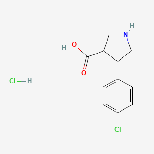 molecular formula C11H13Cl2NO2 B11722846 trans-4-(4-Chlorophenyl)pyrrolidine-3-carboxylic acid hydrochloride 