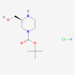 molecular formula C10H21ClN2O3 B11722961 Tert-butyl (S)-3-(hydroxymethyl)piperazine-1-carboxylate hydrochloride 