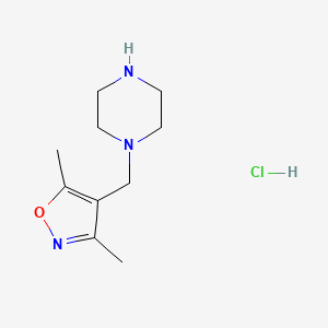 molecular formula C10H18ClN3O B11723493 1-[(3,5-Dimethyl-1,2-oxazol-4-yl)methyl]piperazine hydrochloride 