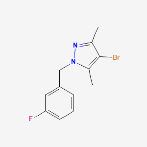 molecular formula C12H12BrFN2 B11723548 4-Bromo-1-(3-fluorobenzyl)-3,5-dimethyl-1H-pyrazole 