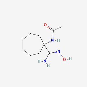 molecular formula C10H19N3O2 B11723579 N-[1-(N'-hydroxycarbamimidoyl)cycloheptyl]acetamide 