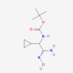 molecular formula C10H19N3O3 B11723697 tert-butyl N-(2-amino-1-cyclopropyl-2-hydroxyiminoethyl)carbamate 