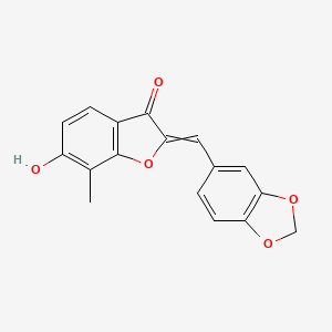 molecular formula C17H12O5 B11723736 2-[(2H-1,3-benzodioxol-5-yl)methylidene]-6-hydroxy-7-methyl-2,3-dihydro-1-benzofuran-3-one 