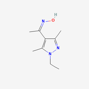 molecular formula C9H15N3O B11723789 (E)-N-[1-(1-ethyl-3,5-dimethyl-1H-pyrazol-4-yl)ethylidene]hydroxylamine 