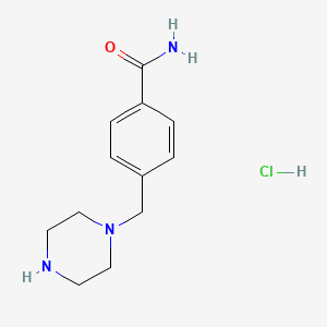 molecular formula C12H18ClN3O B11723882 4-[(Piperazin-1-yl)methyl]benzamide hydrochloride 