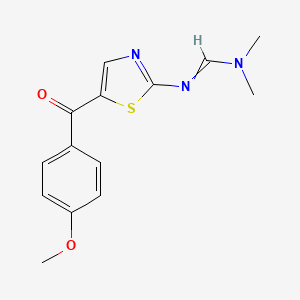 molecular formula C14H15N3O2S B11723937 (E)-N'-(5-(4-Methoxybenzoyl)thiazol-2-YL)-N,N-dimethylformimidamide 