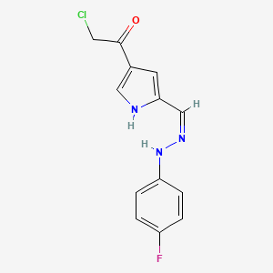 molecular formula C13H11ClFN3O B11723981 2-chloro-1-{5-[(E)-[2-(4-fluorophenyl)hydrazin-1-ylidene]methyl]-1H-pyrrol-3-yl}ethan-1-one 