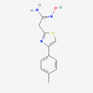 molecular formula C12H13N3OS B11723987 N'-hydroxy-2-[4-(4-methylphenyl)-1,3-thiazol-2-yl]ethanimidamide 