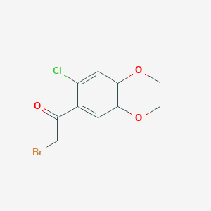 molecular formula C10H8BrClO3 B11724004 2-Bromo-1-(7-chloro-2,3-dihydro-1,4-benzodioxin-6-yl)ethanone 