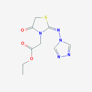 molecular formula C9H11N5O3S B11724070 ethyl 2-[(2Z)-4-oxo-2-[(4H-1,2,4-triazol-4-yl)imino]-1,3-thiazolidin-3-yl]acetate 