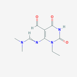 molecular formula C10H14N4O3 B11724201 N'-(3-ethyl-5-formyl-2,6-dioxo-1,2,3,6-tetrahydropyrimidin-4-yl)-N,N-dimethylmethanimidamide 