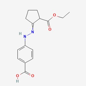 molecular formula C15H18N2O4 B11724296 4-{2-[2-(Ethoxycarbonyl)cyclopentylidene]hydrazin-1-YL}benzoic acid 