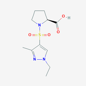 molecular formula C11H17N3O4S B11724310 (2S)-1-(1-ethyl-3-methylpyrazol-4-ylsulfonyl)pyrrolidine-2-carboxylic acid 