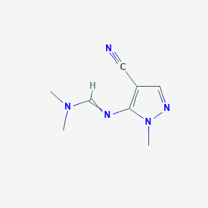 molecular formula C8H11N5 B11724312 N'-(4-cyano-1-methyl-1H-pyrazol-5-yl)-N,N-dimethylmethanimidamide 