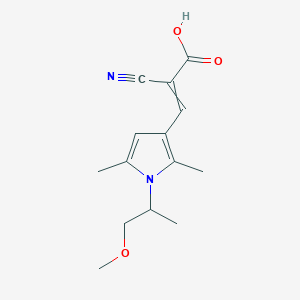 molecular formula C14H18N2O3 B11724429 2-Cyano-3-[1-(1-methoxypropan-2-yl)-2,5-dimethylpyrrol-3-yl]prop-2-enoic acid 