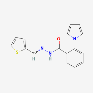 molecular formula C16H13N3OS B11724621 2-(1H-pyrrol-1-yl)-N'-[(thiophen-2-yl)methylidene]benzohydrazide 