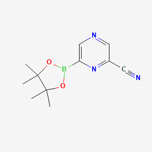 molecular formula C11H14BN3O2 B11724651 6-(4,4,5,5-Tetramethyl-1,3,2-dioxaborolan-2-YL)pyrazine-2-carbonitrile 