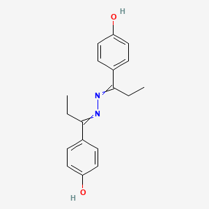 molecular formula C18H20N2O2 B11724702 4-(1-{2-[1-(4-Hydroxyphenyl)propylidene]hydrazin-1-ylidene}propyl)phenol 