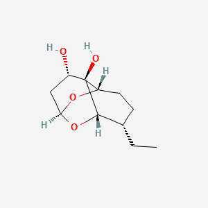 molecular formula C11H18O4 B11724740 (1S,3S,4S,7S,8S,9S)-4-ethyl-2,11-dioxatricyclo[5.3.1.03,8]undecane-8,9-diol 