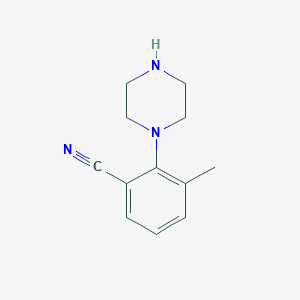 molecular formula C12H15N3 B11724792 3-Methyl-2-(piperazin-1-yl)benzonitrile 