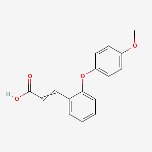 molecular formula C16H14O4 B11724851 3-[2-(4-Methoxyphenoxy)phenyl]prop-2-enoic acid 